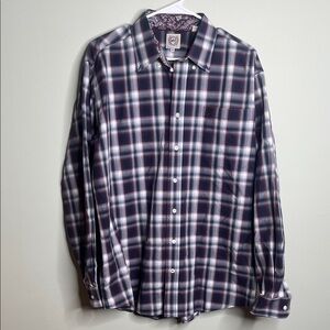 Cinch Navy Red Plaid Dress Shirt Medium